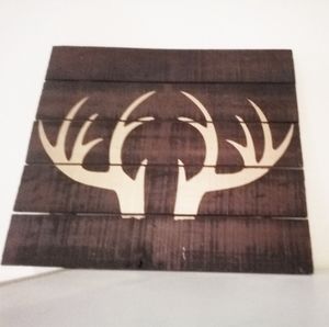 Deer antler rustic wooden decoration